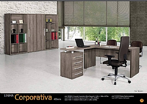 conjunto armario mesa e cadeiras escritorio linha corporativa