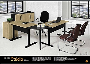 conjunto armario mesa e cadeiras escritorio linha studio