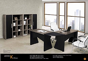 conjunto armario mesa e cadeiras escritorio linha K